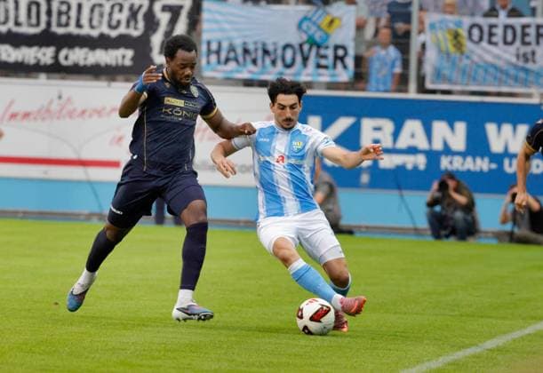 CFC vs FC Carl Zeiss Jena 28.08.2026 Chemnitz, eins Stadion- An der Gellertstrasse, Fussball, Regionalliga Nordost 2026 2027, 7. Spieltag, CFC, CFC vs FC Carl Zeiss Jena rechts Domenico Alberico Chemnitz Sachsen BRD