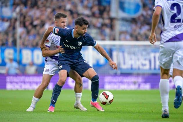 Konrad Faber (VfL Osnabrueck) und Berkan Taz (VfL Bochum) im Kampf um den Ball waehrend des spiels der 2. Bundesliga zwischen VfL Bochum und VfL Osnabrueck, Vonovia Ruhrstadion am 28. August 2026 in Bochum, Deutschland. (Foto von Max Maiwald DeFodi Images) +++ Konrad Faber (VfL Osnabrueck) und Berkan Taz (VfL Bochum) battle for the ball during the 2nd Bundesliga match between VfL Bochum and VfL Osnabrueck at Vonovia Ruhrstadion on August 28, 2026 in Bochum, Germany. (Photo by Max Maiwald DeFodi Images) DFB DFL REGULATIONS PROHIBIT ANY USE OF PHOTOGRAPHS AS IMAGE SEQUENCES AND OR QUASI-VIDEO. (Photo by Max Maiwald DeFodi Images) - *** Konrad Faber of VfL Osnabrück and Berkan Taz of VfL Bochum battle for the ball during the 2. Bundesliga match between VfL Bochum and VfL Osnabrück at the Vonovia Ruhrstadion on August 28, 2026, in Bochum, Germany. Photo by Max Maiwald, DeFodi Images. Konrad Faber of VfL Osnabrück and Berkan Taz of VfL Bochum battle for the ball during the 2nd Bundesliga match between VfL Bochum and VfL Osnabrück at the Vonovia Ruhrstadion on August 28, 2026 in Bochum, Germany. Photo by Max Maiwald, DeFodi Images. DFB and DFL regulations prohibit any use of photographs as image sequences and or quasi-video. Photo by Max Maiwald, DeFodi Images