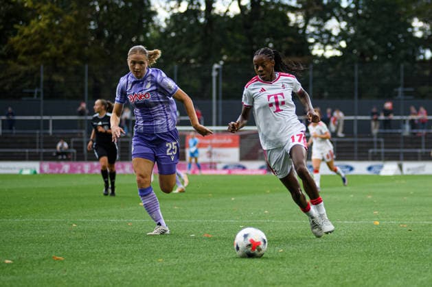 COLOGNE, GERMANY - 28 AUGUST, 2026: Jonna van de Velde, Lydia Andrade - The football match 1. FC Koeln v TSG 1899 Hoffenheim - Google Pixel Frauen-Bundesliga at Franz-Kremer-Stadion.  Copyright: xVitaliixKliuievx