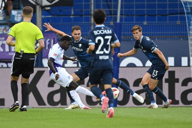Ismail BADJIE (VfL Osnabrueck) schiesst das Tor zum 0:1 Fussball 2. Bundesliga, 3. Spieltag, VfL Bochum (BO) - VfL Osnabrueck (OS) am 28.08.2026 im Vonovia Ruhrstadion Bochum Deutschland. DFL regulations prohibit any use of photographs as image sequences and or quasi-video Â *** Ismail BADJIE of VfL Osnabrück scores the goal to make it 0-1 in the 2. Bundesliga, Matchday 3, VfL Bochum (BO) vs. VfL Osnabrück (OS) on August 28, 2026, at the Vonovia Ruhrstadion in Bochum, Germany. DFL regulations prohibit any use of photographs as image sequences and or quasi-video. Â