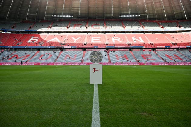 MUNICH, GERMANY - 28. AUGUST: Meisterschale before the Bundesliga Match between FC Bayern Munich vs. VfB Stuttgart at Matchday 1 at Allianz Arena Copyright: xBEAUTIFULxSPORTS Goldbergx