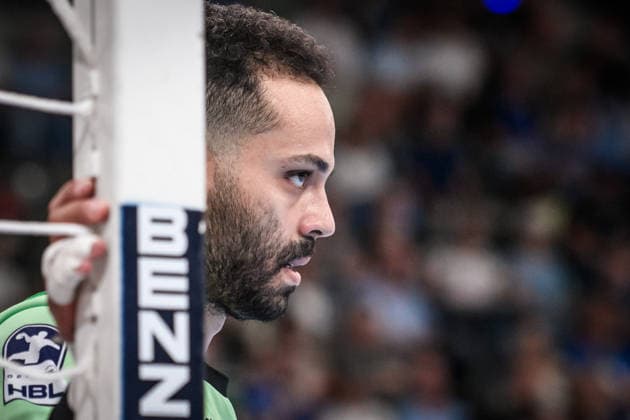 Mohamed Essam Moustafa El-Tayar (TVB Stuttgart, 12) - konzentrierter Blick auf das Spielfeld GER, TVB Stuttgart - Bergischer HC, Opel HBL, Handball, Bundesliga, 1. Spieltag, Spielzeit 2026 2027, 28.08.2026 GER, TVB Stuttgart - Bergischer HC, Opel HBL, Handball, Bundesliga, 1. Spieltag, Spielzeit 2026 2027, 28.08.2026 Stuttgart Copyright: xSandyxDinkelackerx EP_SDR