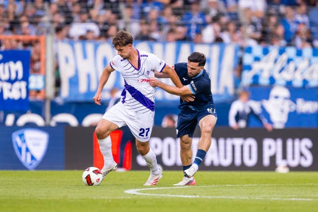 28.08.2026, Fussball, 3. Spieltag der 2. Bundesliga, VfL Bochum 1848 - VfL Osnabrück. v. l. Robin Fabinski (VfL Osnabrück), Berkan Taz (VfL Bochum 1848). Bochum Vonovia Ruhrstadion NRW Deutschland xRHR-FOTO DEx *** August 28, 2026, Soccer, Matchday 3 of the 2. Bundesliga, VfL Bochum 1848 vs. VfL Osnabrück; Robin Fabinski (VfL Osnabrück), Berkan Taz (VfL Bochum 1848), Bochum, Vonovia Ruhrstadion, North Rhine-Westphalia, Germany, xRHR, PHOTO DEx Copyright: DennisxEwert RHR-FOTOx RHR-FOTO DE