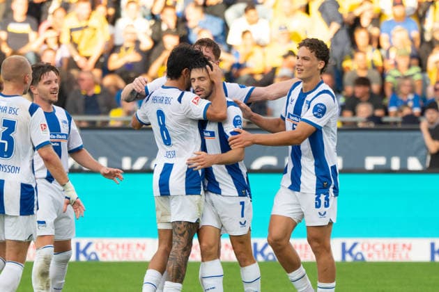 Josip Brekalo (Hertha BSC, 7) trifft 28.08.2026, Eintracht Braunschweig vs Hertha BSC, Fussball, 2. Bundesliga, Eintracht Stadion, Braunschweig DFL regulations prohibit any use of photographs as image sequences and or quasi-video. *** Josip Brekalo, Hertha BSC, goal 7, August 28, 2026, Eintracht Braunschweig vs. Hertha BSC, soccer, 2. Bundesliga, Eintracht Stadium, Braunschweig. DFL regulations prohibit any use of photographs as image sequences and or quasi-video. Copyright: HMBxMedia xFinnxWeidmann