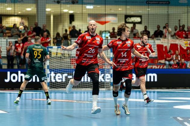 Hamm, Deutschland 28. August 2026: 2. HBL - 2026 2027 - Sp. 1 - ASV Hamm-Westfalen gegen VfL Eintracht Hagen Im Bild: Lucas Firnhaber (ASV) jubelt nach seinem Tor WESTPRESS Arena Nordrhein Westfalen Copyright: xFotostandx xKruczynskix