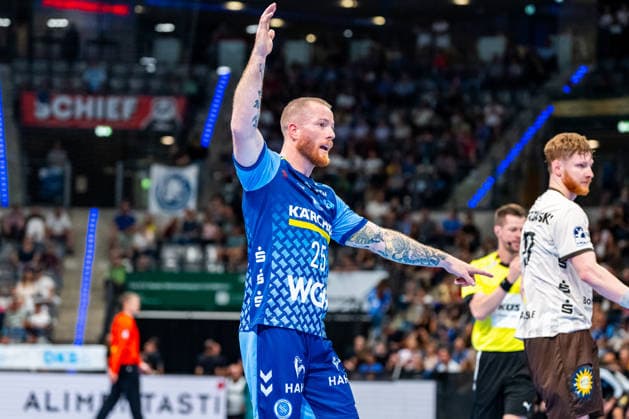 OPEL Handball Bundesliga: TVB Stuttgart vs. Bergischer HC; 28.08.2026 Stuttgart, GERMANY - 28. August 2026: Patrick Zieker (TVB Stuttgart, 25) während dem Match zwischen dem TVB Stuttgart und dem Bergischer HC am 1. Spieltag der OPEL Handball Bundesliga in der Porsche-Arena. Copyright: xBEAUTIFULxSPORTS Steinx