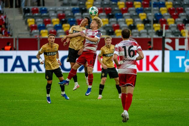 Dritte Liga: Fortuna Düsseldorf - VfB Stuttgart II. 3. Spieltag, am 28.08.2026 Andreas Müller (Fortuna Düsseldorf 6), Marcel Benger (Fortuna Düsseldorf 16), ; Dritte Liga: Fortuna Düsseldorf - VfB Stuttgart II. 3. Spieltag, am 28.08.2026, Merkur Spielarena, Düsseldorf. DFB REGULATIONS PROHIBIT ANY USE OF PHOTOGRAPHS AS IMAGE SEQUENCES AND OR QUASI-VIDEO. Copyright: xBEAUTIFULxSPORTS Erlhofx