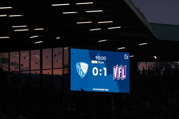 Deutschland: 2. Bundesliga 2026 2027 3. Spieltag, VfL Bochum vs. VfL Osnabrück Freitag, 28.08.2026 Vonovia Ruhr Stadion, Nordrhein-Westfalen. Endstand Anzeigetafel 0:1 *** Germany 2. Bundesliga 2026–2027, Matchday 3: VfL Bochum vs. VfL Osnabrück, Friday, August 28, 2026, Vonovia Ruhr Stadium, North Rhine-Westphalia. Final score on the scoreboard: 0–1 Copyright: xCelinaxLeiersx