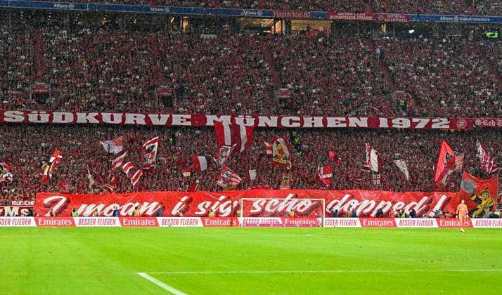 28.08.2026, Fussball Bundesliga 2026 2027, 1.Spieltag, FC Bayern München - VfB Stuttgart, in der Allianz-Arena München, Choreografie ***DFL and DFB regulations prohibit any use of photographs as image sequences and or quasi-video.*** *** August 28, 2026, 2026–2027 Bundesliga, Matchday 1, FC Bayern Munich vs. VfB Stuttgart, at the Allianz Arena in Munich, Choreography ***DFL and DFB regulations prohibit any use of photographs as image sequences and or quasi-video***