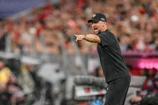 Trainer Sebastian Hoeness (VfB Stuttgart) gestikuliert, gestik waehrend des spiels der 1. Bundesliga zwischen FC Bayern Muenchen und VfB Stuttgart, Allianz Arena am 28. August 2026 in Muenchen, Deutschland. (Foto von Harry Langer DeFodi Images) +++ Trainer Sebastian Hoeness (VfB Stuttgart) gestures during the Bundesliga match between FC Bayern Muenchen and VfB Stuttgart at Allianz Arena on August 28, 2026 in Munich, Germany. (Photo by Harry Langer DeFodi Images) DFB DFL REGULATIONS PROHIBIT ANY USE OF PHOTOGRAPHS AS IMAGE SEQUENCES AND OR QUASI-VIDEO. (Photo by Harry Langer DeFodi Images) DFB DFL REGULATIONS PROHIBIT ANY USE OF PHOTOGRAPHS AS IMAGE SEQUENCES AND OR QUASI-VIDEO. - *** VfB Stuttgart coach Sebastian Hoeness gestures during the Bundesliga match between FC Bayern Munich and VfB Stuttgart, Allianz Arena on August 28, 2026, in Munich, Germany. Photo by Harry Langer, DeFodi Images. VfB Stuttgart coach Sebastian Hoeness gestures during the Bundesliga match between FC Bayern Munich and VfB Stuttgart at Allianz Arena on August 28, 2026, in Munich, Germany. Photo by Harry Langer, DeFodi Images. DFB and DFL regulations prohibit any use of photographs as image sequences and or quasi-video. Photo by Harry Langer, DeFodi Images. DFB and DFL regulations prohibit any use of photographs as imSEQUENCES AND OR QUASI-VIDEO