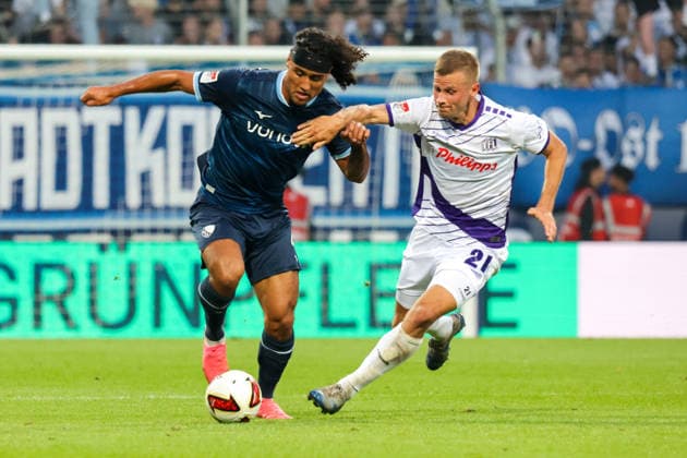 28.08.2026, xgrfx, Fussball 2.Bundesliga, VfL Bochum - VfL Osnabrück v.l. Yigit Karademir (VfL Bochum), Adrian Beck (VfL Osnabrück) (DFL DFB REGULATIONS PROHIBIT ANY USE OF PHOTOGRAPHS as IMAGE SEQUENCES and or QUASI-VIDEO) Bochum *** August 28, 2026, xgrfx, Soccer 2. Bundesliga, VfL Bochum vs. VfL Osnabrück, Yigit Karademir (VfL Bochum), Adrian Beck (VfL Osnabrück). DFL and DFB regulations prohibit any use of photographs as image sequences and or quasi-video. Bochum