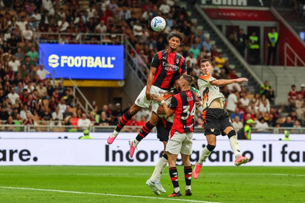 Koni De Winter of AC Milan seen in action during Serie A 2026 27 football match between AC Milan and Venezia FC Italy Copyright: xBEAUTIFULxSPORTS Carabellix
