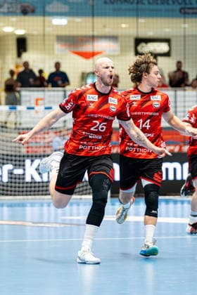Hamm, Deutschland 28. August 2026: 2. HBL - 2026 2027 - Sp. 1 - ASV Hamm-Westfalen gegen VfL Eintracht Hagen Im Bild: Lucas Firnhaber (ASV) jubelt nach seinem Tor WESTPRESS Arena Nordrhein Westfalen Copyright: xFotostandx xKruczynskix