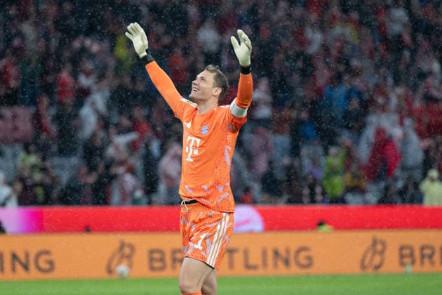 GER, Bayern, Muenchen, Fussball, FC Bayern Muenchen - VfB Stuttgart, in der Allianz Arena, Muenchen, Bundesliga, 1. Spieltag, 28.08.26, v.l. Manuel Neuer (FC Bayern Muenchen, 1), Torjubel, Freude, Emotionen, Jubel, Feiern, Goal Scored, Celebrate, goal celebration, joy, emotions, celebration, cheering, goal scored, celebrate, im Portrait, Einzelbild, Freisteller, portrait, headshot, single image, cutout DFL DFB regulations prohibit any use of photographs as image sequences and or quasi-video, *** GER, Bavaria, Munich, Soccer, FC Bayern Munich vs. VfB Stuttgart, at the Allianz Arena, Munich, Bundesliga, Matchday 1, August 28, 2026, v l Manuel Neuer, FC Bayern Munich, 1, goal celebration, joy, emotions, cheering, celebrating, goal scored, Celebrate, goal celebration, joy, emotions, celebration, cheering, goal scored, celebrate, portrait, single image, cutout. DFL and DFB regulations prohibit any use of photographs as image sequences and or quasi-video, Copyright: HMB-Media MichaelxNibel