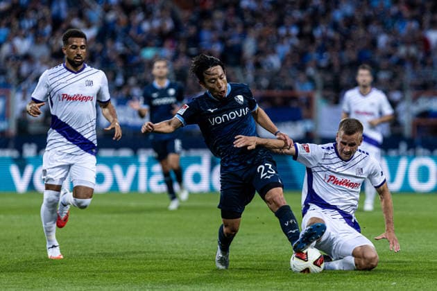 2.Fußball Bundesliga: VfL Bochum 1848 - VfL Osnabrück; 28.08.2026 Koji Miyoshi (VfL Bochum 1848, 23), Adrian Beck (VfL Osnabrück, 21) 2.Fußball Bundesliga: VfL Bochum 1848 - VfL Osnabrück; Ruhrstadion, Bochum; 28.08.2026 DFL regulations prohibit any use of photographs as image sequences and or quasi video. *** 2. Bundesliga: VfL Bochum 1848 vs. VfL Osnabrück, August 28, 2026; Koji Miyoshi, VfL Bochum 1848, 23, Adrian Beck, VfL Osnabrück, 21 2 German Bundesliga VfL Bochum 1848 vs. VfL Osnabrück Ruhrstadion, Bochum August 28, 2026 DFL regulations prohibit any use of photographs as image sequences and or quasi-video Copyright: xBEAUTIFULxSPORTS Buriakovx