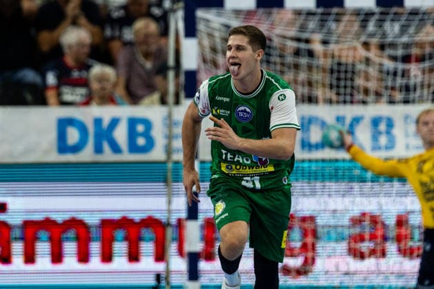 Opel HBL: SG Flensburg-Handewitt vs ThSV Eisenach; 28.08.26 Jubel Torjubel bei Vukasin Antonijevic (Nr.41, ThSV Eisenach) Opel HBL: SG Flensburg-Handewitt vs ThSV Eisenach, GGW Arena am 28.08.26 Copyright: xBEAUTIFULxSPORTS MarioxM.xKobergx
