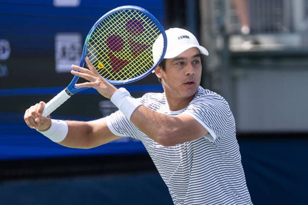 US Open qualifying final round NEW YORK, USA - AUGUST 28: Mackenzie McDonald returns ball during a men s qualifying singles match final round of the 2026 US Open Championship at USTA Billie Jean King National Tennis Center on August 28, 2026 in Flushing, NY. Mackenzie McDonald lost in three sets. Lev Radin Anadolu New York United States. Editorial use only. Please get in touch for any other usage.  Copyright: x2026xAnadoluxLevxRadinx