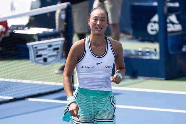 US Open qualifying final round NEW YORK, USA - AUGUST 28: Qinwen Zhang celebrates victory after a women s qualifying singles match final round of the 2026 US Open Championship at USTA Billie Jean King National Tennis Center on August 28, 2026 in Flushing, NY. Qinwen Zhang won in three sets and progressed to play in main draw of the tournament. Lev Radin Anadolu New York United States. Editorial use only. Please get in touch for any other usage.  Copyright: x2026xAnadoluxLevxRadinx