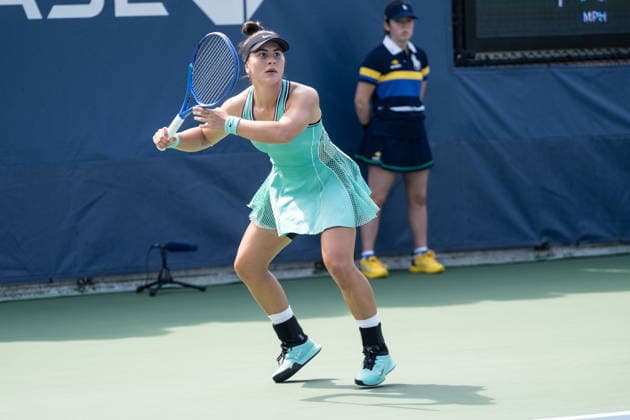 US Open qualifying final round NEW YORK, USA - AUGUST 28: Bianca Andreescu returns ball during a women s qualifying singles match final round of the 2026 US Open Championship at USTA Billie Jean King National Tennis Center on August 28, 2026 in Flushing, NY. Bianca Andreescu lost in three sets, she needed twice medical attention during 3rd set and was visibly physically exhausted. Lev Radin Anadolu New York United States. Editorial use only. Please get in touch for any other usage.  Copyright: x2026xAnadoluxLevxRadinx