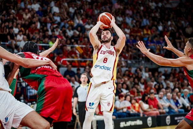 ESP: Spain - Portugal second Qualifying Window for the Qatar 2027 World Cup Dario Brizuela of Spain during second qualifying phase for the 2027 World Cup Window between Spain v Portugal played at Principe Felipe stadium, Zaragoza on August 28, 2026 in Spain Zaragoza Spain Baloncesto Copyright: xAgenciaxLOFx