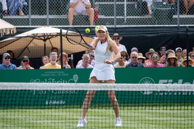 NEWPORT, RI - AUGUST 28: American alpine ski racer Lindsey Vonn plays tennis during the International Tennis Hall of Fame Celebrity Pro Classic on August 28, 2026 at the International Tennis Hall of Fame in Newport, RI. (Photo by Erica Denhoff Icon Sportswire) TENNIS: AUG 28 International Tennis Hall of Fame Celebrity Pro Classic EDITORIAL USE ONLY Icon26082803