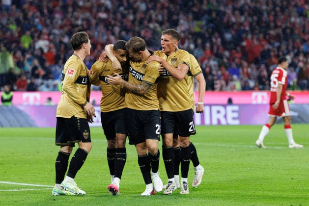 Team (VfB Stuttgart) Tor zum 1 : 1 beim Spiel zwischen FC Bayern München v VfB Stuttgart, Fussball, Herren, Bundesliga, 2026 2027, 1.Spieltag am 28.08.2026 in München, Allianz Arena. DFL and DFB regulations prohibit any use of photographs as image sequences and or quasi-video. Bayern Deutschland *** VfB Stuttgart Team: Goal making the score 1-1 in the match between FC Bayern Munich and VfB Stuttgart, Soccer, Men s, Bundesliga, 2026–2027, Matchday 1 on August 28, 2026, in Munich, Allianz Arena. DFL and DFB regulations prohibit any use of photographs as image sequences and or quasi-video. Bavaria, Germany