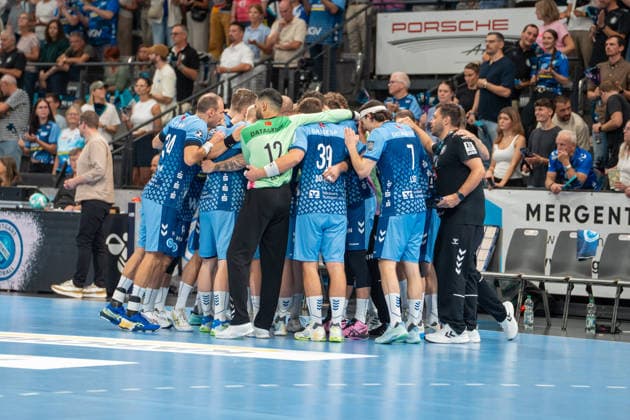 Handball I Herren I Saison 2026-2027 I Bundesliga I 1. Spieltag I TVB Stuttgart - Bergischer HC I 28.08.2026 TVB Stuttgart vor dem Spiel Stuttgart Porsche Arena Baden-Württemberg Deutschland Copyright: xLobeca MaxxPetershansx