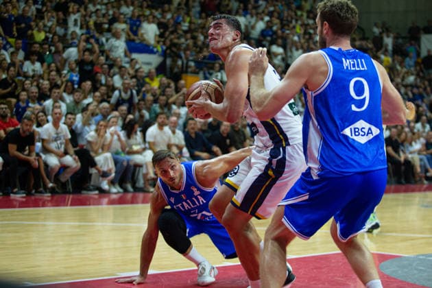 FIBA Basketball World Cup Qualifier: Bosnia and Herzegovina – Italy TUZLA, BOSNIA AND HERZEGOVINA - AUGUST 28: Melli of Italy in action during the FIBA Basketball World Cup Qualifier match between Bosnia and Herzegovina and Italy in Tuzla, Bosnia and Herzegovina on August 28, 2026. Denis Zuberi Anadolu Tuzla Bosnia and Herzegovina. Editorial use only. Please get in touch for any other usage.  Copyright: x2026xAnadoluxDenisxZuberix