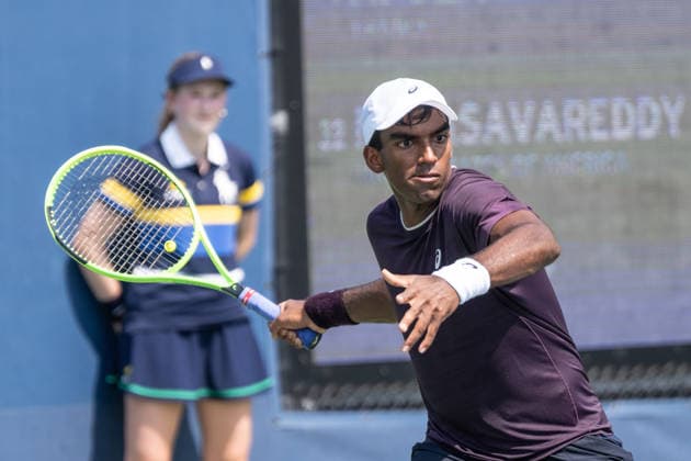 US Open qualifying final round NEW YORK, USA - AUGUST 28: Nishesh Basavareddy returns ball during a men s qualifying singles match final round of the 2026 US Open Championship at USTA Billie Jean King National Tennis Center on August 28, 2026 in Flushing, NY. Nishesh Basavareddy won in straight sets and progressed to play in main draw of tournament. Lev Radin Anadolu New York United States. Editorial use only. Please get in touch for any other usage.  Copyright: x2026xAnadoluxLevxRadinx