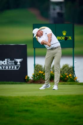 August 28, 2026, Atlanta, Georgia, USA: Ludvig Âberg (Sweden) hits a tee shot on the 16th hole during the second round at East Lake Golf Club. PGA, Golf Herren Tour TOUR Championship  - ZUMAd212 20260828_zsp_d212_104 Copyright: xRichardxDolex