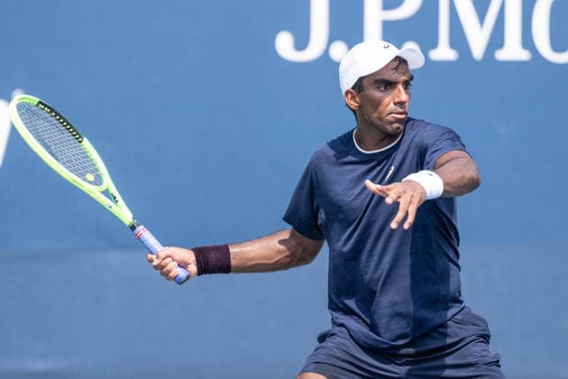 US Open qualifying final round NEW YORK, USA - AUGUST 28: Nishesh Basavareddy returns ball during a men s qualifying singles match final round of the 2026 US Open Championship at USTA Billie Jean King National Tennis Center on August 28, 2026 in Flushing, NY. Nishesh Basavareddy won in straight sets and progressed to play in main draw of tournament. Lev Radin Anadolu New York United States. Editorial use only. Please get in touch for any other usage.  Copyright: x2026xAnadoluxLevxRadinx
