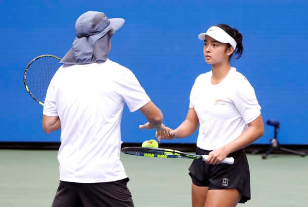 Alexandra Eala of the Philippines practices on Louis Armstrong Stadium at the 2026 US Open Tennis Championship at the USTA Billie Jean King National Tennis Center in New York City on Friday, August 28, 2026.  NYP20260828156 JOHNxANGELILLO