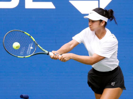 Alexandra Eala of the Philippines practices on Louis Armstrong Stadium at the 2026 US Open Tennis Championship at the USTA Billie Jean King National Tennis Center in New York City on Friday, August 28, 2026.  NYP20260828153 JOHNxANGELILLO
