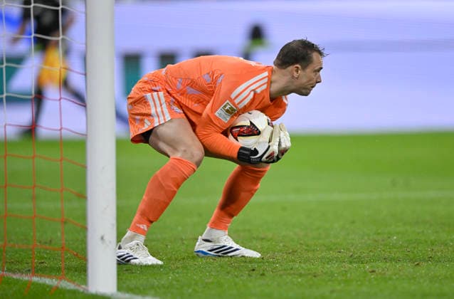 Torwart Manuel Neuer FC Bayern Muenchen FCB (01) Aktion FC Bayern Muenchen FCB vs VfB Stuttgart 28.08.2026 DFL REGULATIONS PROHIBIT ANY USE OF PHOTOGRAPHS AS IMAGE SEQUENCES AND OR QUASI-VIDEO FC Bayern Muenchen FCB vs VfB Stuttgart *** Goalkeeper Manuel Neuer, FC Bayern Munich (FCB) 01 Action: FC Bayern Munich (FCB) vs. VfB Stuttgart, August 28, 2026. DFL regulations prohibit any use of photographs as image sequences and or quasi-video. FC Bayern MunichFCB vs. VfB Stuttgart
