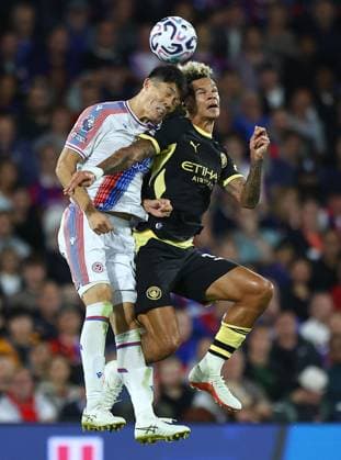 Takehiro Tomiyasu of Crystal Palace and Nico O Reilly of Manchester City Crystal Palace v Manchester City, Premier League Football, Football, Selhurst Park, London, UK - 28 Aug 2026London Selhurst Park United Kingdom EDITORIAL USE ONLY No use with unauthorised audio, video, data, fixture lists, club league logos or live services. Online in-match use limited to 120 images, no video emulation. No use in betting, games or single club league player publications. Copyright: xMichaelxZemanek Shutterstockx 17118951ej