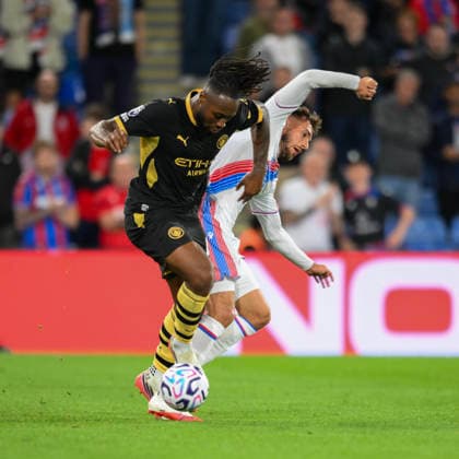 Crystal Palace v Manchester City Premier League Antoine Semenyo of Manchester City in possession during the Premier League match at Selhurst Park, London 28 08 2026 UK Newspapers OUT Copyright: xMalcolmxFellx FIL-23847-0084