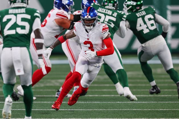 EAST RUTHERFORD, NJ - AUGUST 28: Odell Beckham Jr. 3 of the New York Giants runs a route during the NFL, American Football Herren, USA Pre-season game against the New York Jets on August 28, 2026 at MetLife Stadium in East Rutherford, New Jersey. (Photo by Rich Graessle Icon Sportswire) NFL: AUG 28 Giants at Jets EDITORIAL USE ONLY Icon26082831174