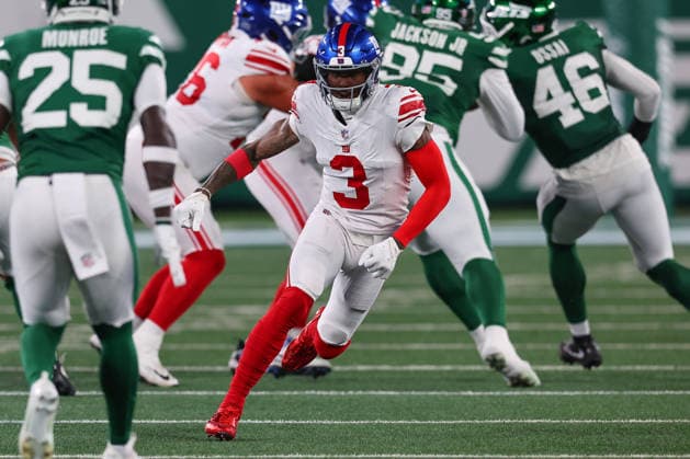 EAST RUTHERFORD, NJ - AUGUST 28: Odell Beckham Jr. 3 of the New York Giants runs a route during the NFL, American Football Herren, USA Pre-season game against the New York Jets on August 28, 2026 at MetLife Stadium in East Rutherford, New Jersey. (Photo by Rich Graessle Icon Sportswire) NFL: AUG 28 Giants at Jets EDITORIAL USE ONLY Icon26082831175