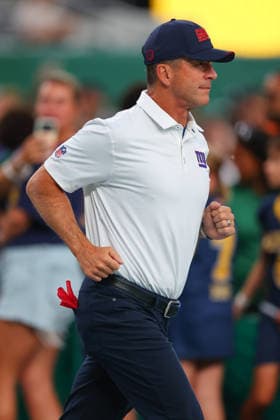 EAST RUTHERFORD, NJ - AUGUST 28: John Harbaugh head coach of the New York Giants during the NFL, American Football Herren, USA Pre-season game against the New York Jets on August 28, 2026 at MetLife Stadium in East Rutherford, New Jersey. (Photo by Rich Graessle Icon Sportswire) NFL: AUG 28 Giants at Jets EDITORIAL USE ONLY Icon26082831182