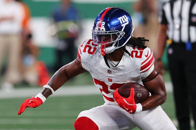 EAST RUTHERFORD, NJ - AUGUST 28: Najee Harris 22 of the New York Giants during the NFL, American Football Herren, USA Pre-season game against the New York Jets on August 28, 2026 at MetLife Stadium in East Rutherford, New Jersey. (Photo by Rich Graessle Icon Sportswire) NFL: AUG 28 Giants at Jets EDITORIAL USE ONLY Icon26082831211