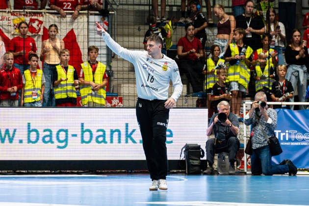 Hamm, Deutschland 28. August 2026: 2. HBL - 2026 2027 - Sp. 1 - ASV Hamm-Westfalen gegen VfL Eintracht Hagen Im Bild: Torwart Pascal Bochmann (Hagen) jubelt und gestikuliert auf dem Spielfeld. WESTPRESS Arena Nordrhein Westfalen Copyright: xFotostandx xKruczynskix