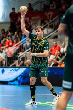 Hamm, Deutschland 28. August 2026: 2. HBL - 2026 2027 - Sp. 1 - ASV Hamm-Westfalen gegen VfL Eintracht Hagen Im Bild: Lars Genz (Hagen) mit Ball WESTPRESS Arena Nordrhein Westfalen Copyright: xFotostandx xKruczynskix