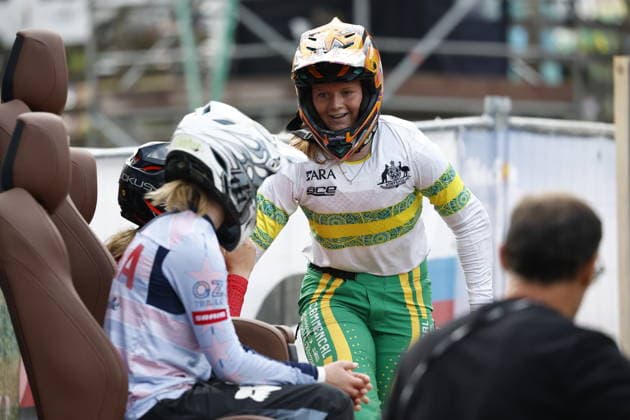 29.08.2026, Daolasa di Commezzadura, Black Snake, 2026 UCI MTB World Championship, WM, Weltmeisterschaft Women Junior s Finals DHI (downhill) Tilly Boadle 20 (AUS) taking the first place hot seat Daolasa di Commezzadura Black Snake Trento Italy Copyright: xJustPictures.ch FrancescoxMinghettix jp-en-FrMi-_NG_0181