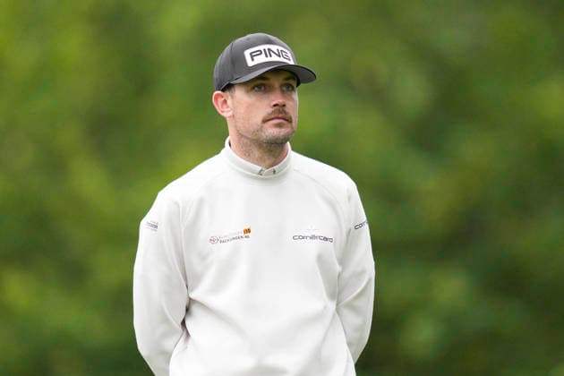 SUTTON COLDFIELD, ENGLAND - AUG 29: Joel Girrbach (SUI) waits on the third tee during delayed play in Round 2 at the 2026 Husqvarna British Masters at The Belfry, Sutton Coalfield on August 29, 2026 in Warwickshire, England The 2026 Husqvarna British Masters