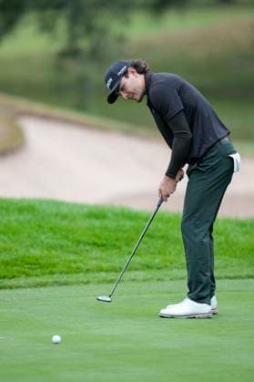 SUTTON COLDFIELD, ENGLAND - AUG 29: Maximilian Steinlechner (AUT) putts on the second green during delayed play in Round 2 at the 2026 Husqvarna British Masters at The Belfry, Sutton Coalfield on August 29, 2026 in Warwickshire, England The 2026 Husqvarna British Masters