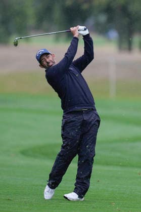 SUTTON COLDFIELD, ENGLAND - AUG 29: Pablo Larrazabal (ESP) plays from the fourth fairway during delayed play in Round 2 at the 2026 Husqvarna British Masters at The Belfry, Sutton Coalfield on August 29, 2026 in Warwickshire, England The 2026 Husqvarna British Masters