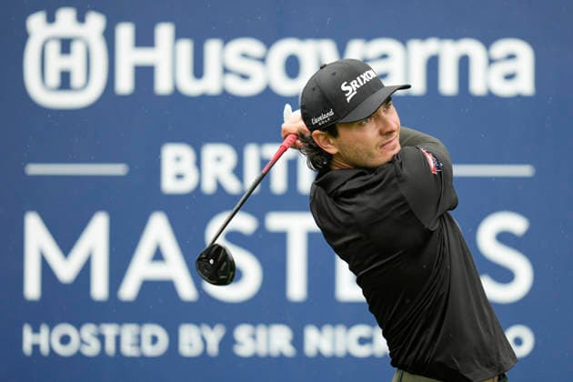 SUTTON COLDFIELD, ENGLAND - AUG 29: Maximilian Steinlechner (AUT) plays from the sixth tee during delayed play in Round 2 at the 2026 Husqvarna British Masters at The Belfry, Sutton Coalfield on August 29, 2026 in Warwickshire, England The 2026 Husqvarna British Masters