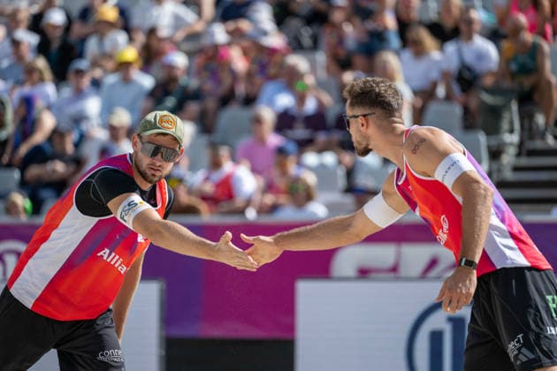RECORD DATE NOT STATED German Beach Championship - Deutsche Beachvolleyball Meisterschaft Dortmund, Germany 29.08.2026 DORTMUND, GERMANY - AUGUST 29: Benedikt Sagstetter (Player 1, Eintracht Spontent), Jonas Sagstetter (Player 2, Eintracht Spontent) during the German Beach Championship - Deutsche Beachvolleyball Meisterschaft at Dortmund on August 29, 2026 in Dortmund, Germany. Copyright: xBEAUTIFULxSPORTS PeterxWeberx