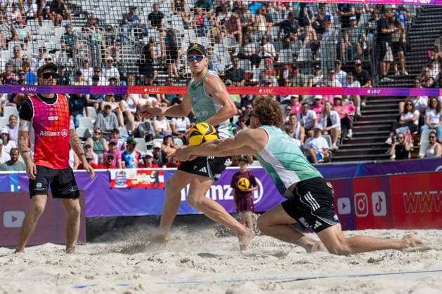 RECORD DATE NOT STATED German Beach Championship - Deutsche Beachvolleyball Meisterschaft Dortmund, Germany 29.08.2026 DORTMUND, GERMANY - AUGUST 29: Colin Paszkiewicz (Player 1, Hauptstadtbeacher), Charlie Peters (Player 2, Hauptstadt Beacher e.V.) during the German Beach Championship - Deutsche Beachvolleyball Meisterschaft at Dortmund on August 29, 2026 in Dortmund, Germany. Copyright: xBEAUTIFULxSPORTS PeterxWeberx
