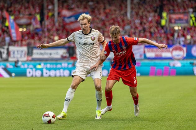 Zweikampf Vincent Vermeij (SG Dynamo Dresden, 09) Jan Schoeppner (1.FC Heidenheim, 03), GER, 1.FC Heidenheim vs. SG Dynamo Dresden, Fussball, 2. Bundesliga, 03. Spieltag, Spielzeit 2026 2027, 29.08.2026, DFL DFB REGULATIONS PROHIBIT ANY USE OF PHOTOGRAPHS AS IMAGE SEQUENCES AND OR QUASI-VIDEO, GER, 1.FC Heidenheim vs. SG Dynamo Dresden, Fussball, 2. Bundesliga, 03. Spieltag, Spielzeit 2026 2027, 29.08.2026 Heidenheim *** Tackle: Vincent Vermeij (SG Dynamo Dresden), Jan Schoeppner (1. FC Heidenheim), 03, GER, 1. FC Heidenheim vs. SG Dynamo Dresden, Soccer, 2. Bundesliga, Matchday 03, 2026–2027 Season, August 29, 2026, DFL and DFB regulations prohibit any use of photographs as image sequences and or quasi-video, GER, 1 FC Heidenheim vs. SG Dynamo Dresden, Soccer, 2. Bundesliga, Matchday 3, 2026–2027 Season, August 29, 2026, Heidenheim Copyright: xEibner-Pressefoto JanixPlessx EP_JPL